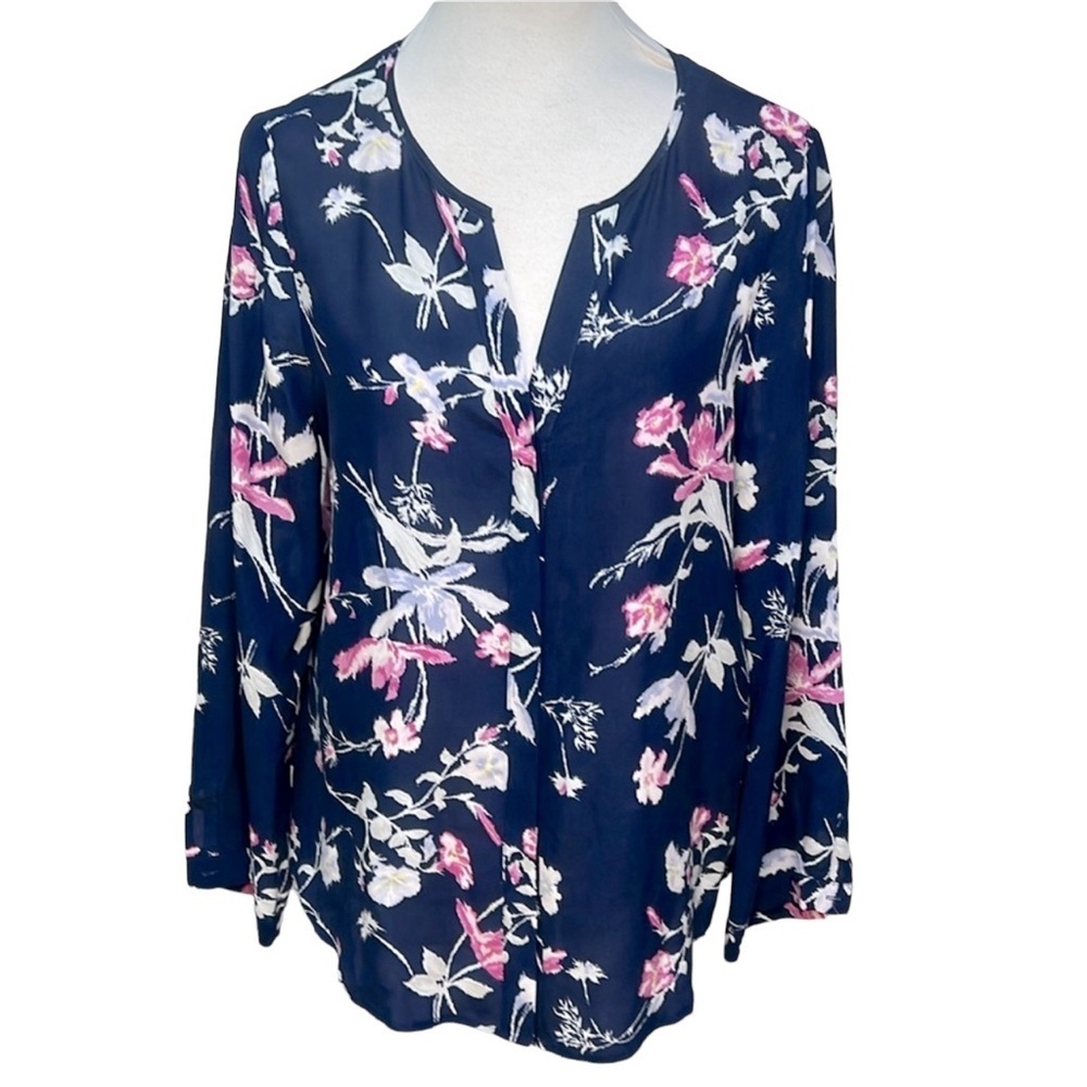 Joie Silk Floral Blouse Blue